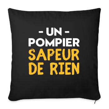 Sapeur Pompiers héros et peur de rien - Housse de coussin décorative 45 x 45 cm - noir - Devant