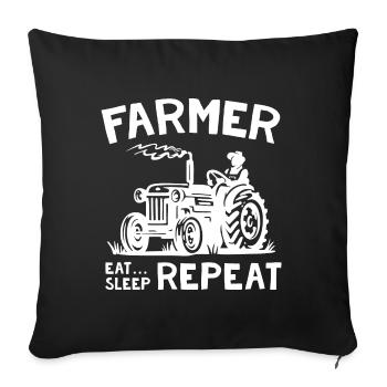 Farmer Eat Sleep Repeat - Sofakissenbezug 45 x 45 cm - Schwarz - Vorne