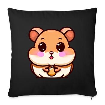 Cute hamster with cheeks full of nuts - Sofa pillowcase 17,3'' x 17,3'' (45 x 45 cm) - black - Front