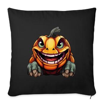 Tortue d’Halloween effrayante avec tête de citrouille - Housse de coussin décorative 45 x 45 cm - noir - Devant