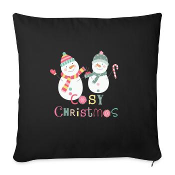 Fun Winter Snowman Colorful Cozy Christmas - Sofa pillowcase 17,3'' x 17,3'' (45 x 45 cm) - black - Front