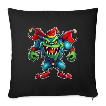 Ugly Christmas Monster with Santa Hat - Sofa pillowcase 17,3'' x 17,3'' (45 x 45 cm) - black - Front