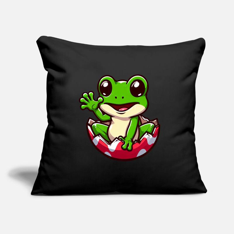 Oeuf de Pâques coloré avec conception de grenouille éclosion Housse de coussin décorative 45 x 45 cm