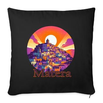 Matera Italie Coucher de soleil Violet Couleurs Chaudes - Housse de coussin décorative 45 x 45 cm - noir - Devant