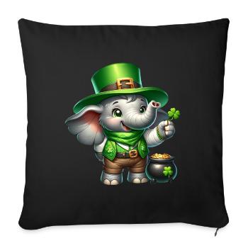 Célébration de la Saint-Patrick en l’honneur des éléphants - Housse de coussin décorative 45 x 45 cm - noir - Devant