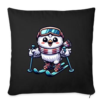 Schneeeule Skifahrer Winter Skiurlaub - Sofakissenbezug 45 x 45 cm - Schwarz - Vorne