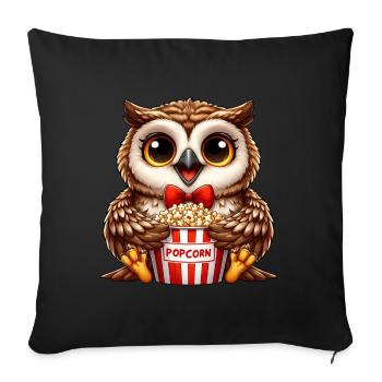 Hibou Popcorn Cinéma Critique de cinéma Amateurs de cinéma - Housse de coussin décorative 45 x 45 cm - noir - Devant