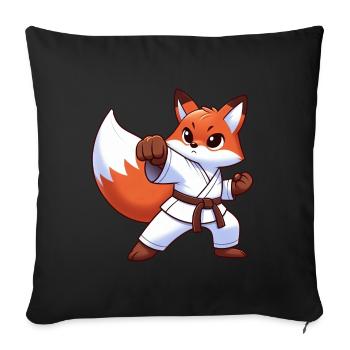 Fuchs Karate japanische Kampfkunst Kampfsport - Sofakissenbezug 45 x 45 cm - Schwarz - Vorne