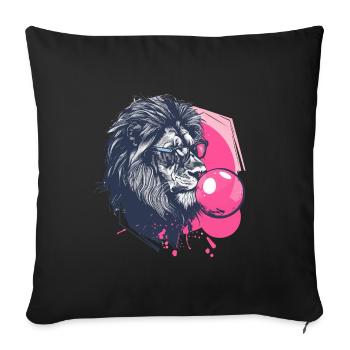 Lion with chewing gum and glasses - Sofa pillowcase 17,3'' x 17,3'' (45 x 45 cm) - black - Front