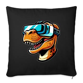 Dino T-Rex VR Gamer Gaming Virtual Reality - Sofa pillowcase 17,3'' x 17,3'' (45 x 45 cm) - black - Front