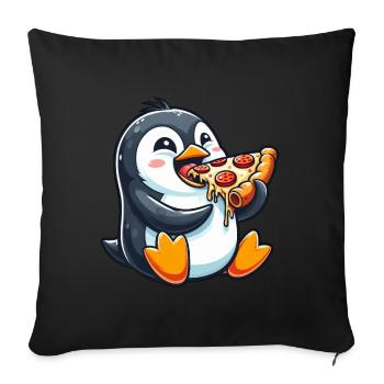 Penguin Pizza Funny Food Fast Food Comic - Sofa pillowcase 17,3'' x 17,3'' (45 x 45 cm) - black - Front