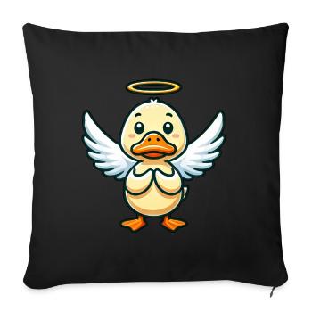 Mignon canard ange dessin animé ailes halo - Housse de coussin décorative 45 x 45 cm - noir - Devant