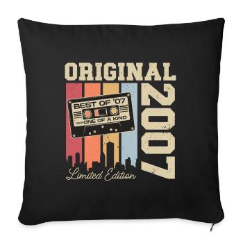 2007 Vintage Vintage Rétro Anniversaire - Housse de coussin décorative 45 x 45 cm - noir - Devant