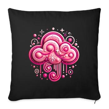 Whimsical Pink Cloud Design - Sofa pillowcase 17,3'' x 17,3'' (45 x 45 cm) - black - Front