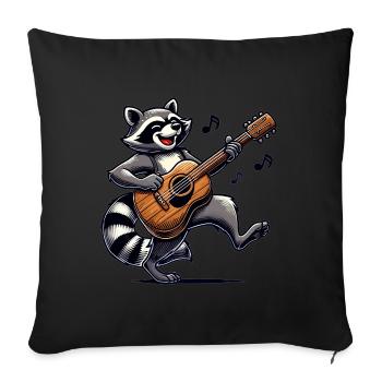 Raccoon Guitar Music - Sofa pillowcase 17,3'' x 17,3'' (45 x 45 cm) - black - Front