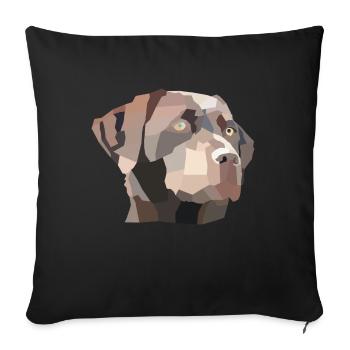 Labrador Kopf Braun Low Poly Mosaik - Sofakissenbezug 45 x 45 cm - Schwarz - Vorne