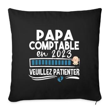 Papa 2023 Comptable Comptabilité Calcul Métier - Housse de coussin décorative 45 x 45 cm - noir - Devant