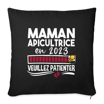 2023 Maman Apicultrice Apiculture Abeille Humour - Housse de coussin décorative 45 x 45 cm - noir - Devant
