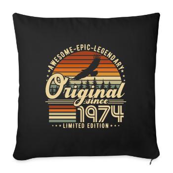 1974 Jahrgang Retro Vintage Geburstag Geschenk - Sofakissenbezug 45 x 45 cm - Schwarz - Vorne