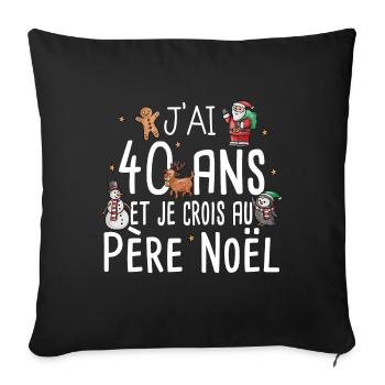 40 Ans Anniversaire Cadeau Père Noël Humour - Housse de coussin décorative 45 x 45 cm - noir - Devant