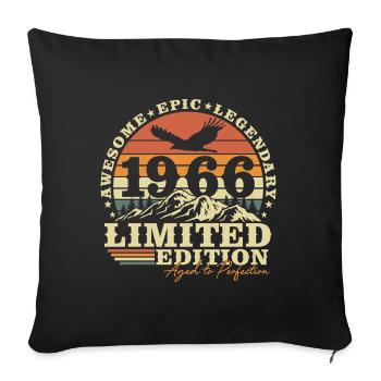1966 Vintage Vintage Rétro Cadeau d’anniversaire - Housse de coussin décorative 45 x 45 cm - noir - Devant