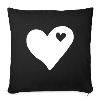 Émoji de coeur esquisse - Housse de coussin décorative 45 x 45 cm - noir - Devant