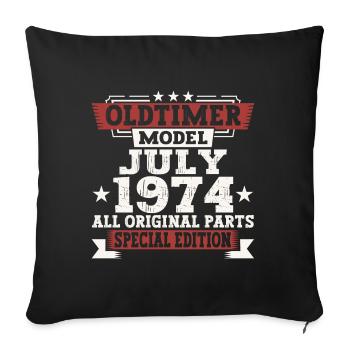 Oldtimer July 1974 48th Birthday Gift Men - Sofa pillowcase 17,3'' x 17,3'' (45 x 45 cm) - black - Front