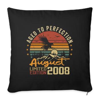 Millésime Août 2008 Cadeau Anniversaire Août 2008 - Housse de coussin décorative 45 x 45 cm - noir - Devant