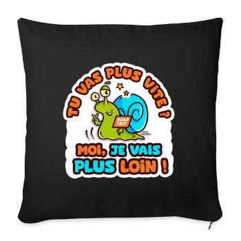je vais plus loin humour sticker camping car - Housse de coussin décorative 45 x 45 cm - noir - Devant