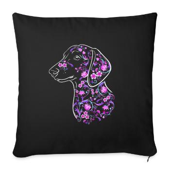 Fleurs de teckel II - Housse de coussin décorative 45 x 45 cm - noir - Devant