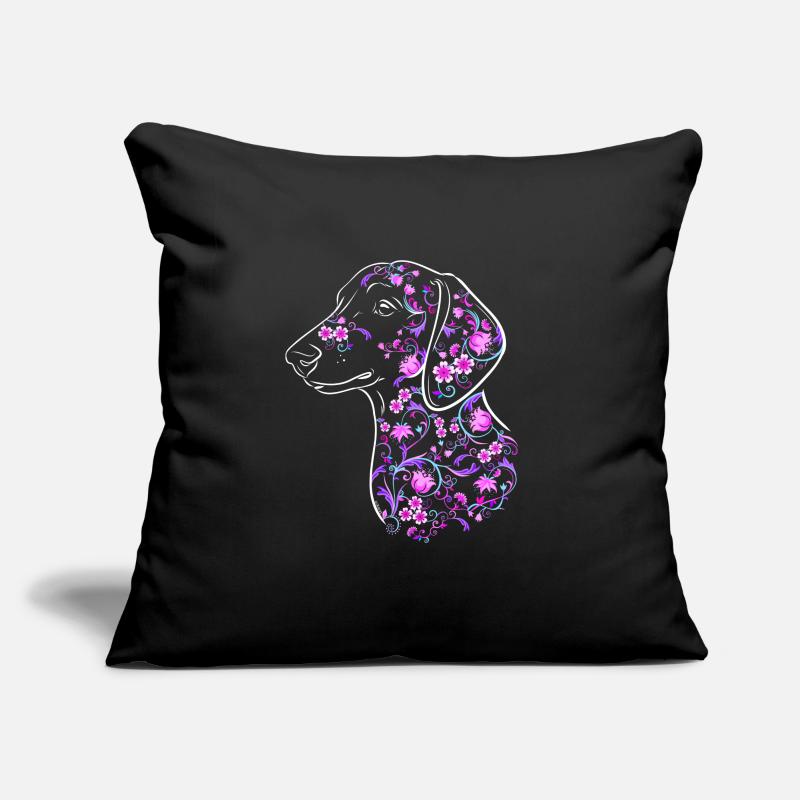 Fleurs de teckel II Housse de coussin décorative 45 x 45 cm