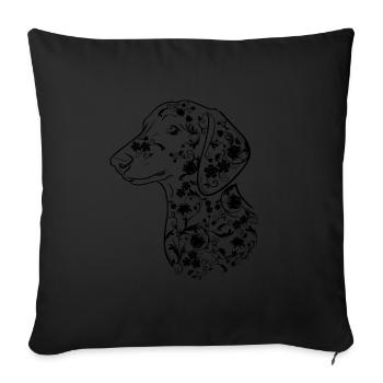Fleurs de teckel III - Housse de coussin décorative 45 x 45 cm - noir - Devant