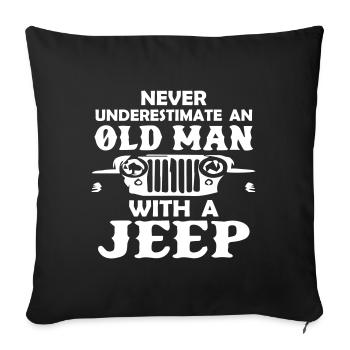 Never Underestimate An Old Man With A Jeeps - Housse de coussin décorative 45 x 45 cm - noir - Devant