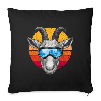 Funny goat with ski goggles - Sofa pillowcase 17,3'' x 17,3'' (45 x 45 cm) - black - Front