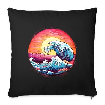 Wave Sunset Sea Sun Holiday Summer - Sofa pillowcase 17,3'' x 17,3'' (45 x 45 cm) - black - Front