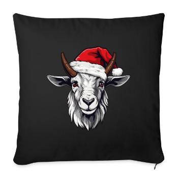 Tête d’animal de Noël de chèvre - Housse de coussin décorative 45 x 45 cm - noir - Devant