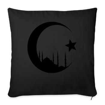 Halbmond mit Moschee - Sofakissenbezug 45 x 45 cm - Schwarz - Vorne