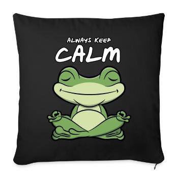 toujours garder le calme chemise de yoga grenouille namste chemise - Housse de coussin décorative 45 x 45 cm - noir - Devant