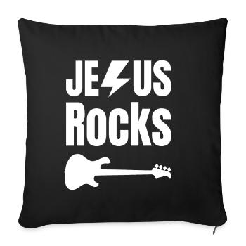 Jesus Rocks for Faithful Catholics Christians - Sofa pillowcase 17,3'' x 17,3'' (45 x 45 cm) - black - Front
