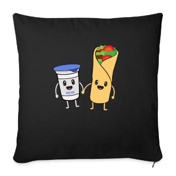 Couple Gift Dürüm Doner Ayran Funny Sweet Love - Sofa pillowcase 17,3'' x 17,3'' (45 x 45 cm) - black - Front
