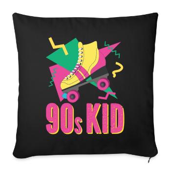 90s Retro with roller skate - Sofa pillowcase 17,3'' x 17,3'' (45 x 45 cm) - black - Front