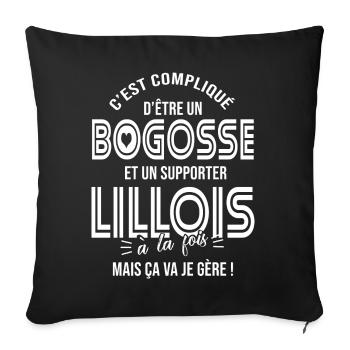 Cadeau bogosse supporter club foot lille - Housse de coussin décorative 45 x 45 cm - noir - Devant