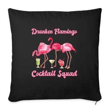 Drunken Flamingo Cocktail Squad - Sofakissenbezug 45 x 45 cm - Schwarz - Vorne