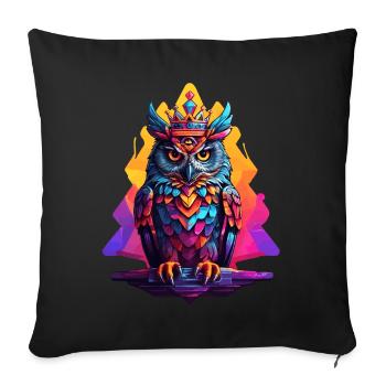 Hibou - Housse de coussin décorative 45 x 45 cm - noir - Devant