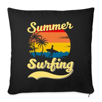 Summer Surfing Palm Beach Surfer - Sofakissenbezug 45 x 45 cm - Schwarz - Vorne