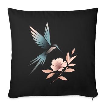 Colibri floral - Housse de coussin décorative 45 x 45 cm - noir - Devant