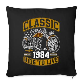 1984 Vintage Moto Motard Motard - Housse de coussin décorative 45 x 45 cm - noir - Devant