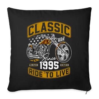 1995 Vintage Motorcycle Biker Motorcyclist - Sofa pillowcase 17,3'' x 17,3'' (45 x 45 cm) - black - Front