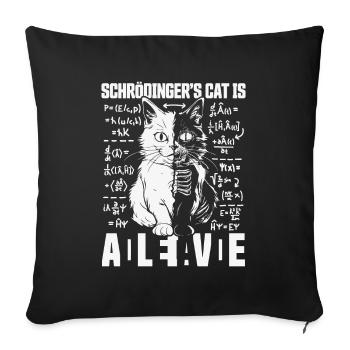 SCHRÖDINGERS KATZE DEAD AND ALIVE QUANTEN PHYSIK - Sofakissenbezug 45 x 45 cm - Schwarz - Vorne