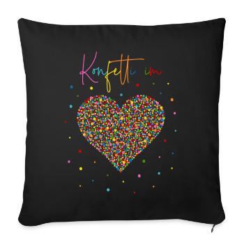 Konfetti im Herzen - Sofakissenbezug 45 x 45 cm - Schwarz - Vorne